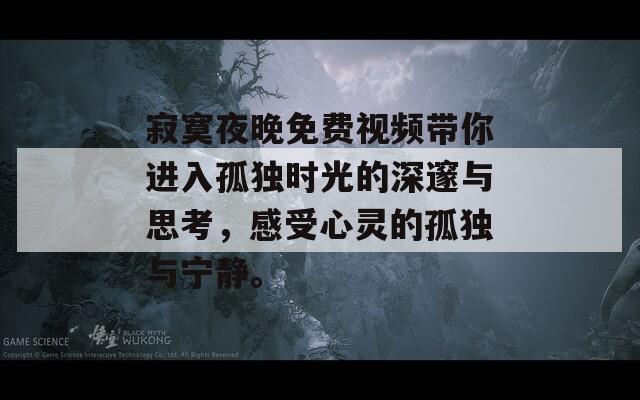 寂寞夜晚免费视频带你进入孤独时光的深邃与思考，感受心灵的孤独与宁静。