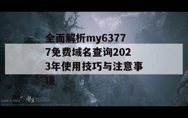 全面解析my63777免费域名查询2023年使用技巧与注意事项