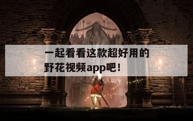 一起看看这款超好用的野花视频app吧！